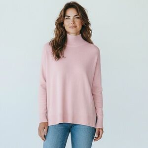 Loft Pink Mock Neck Long Sleeve Pullover Tunic Sweater Women’s Size XS